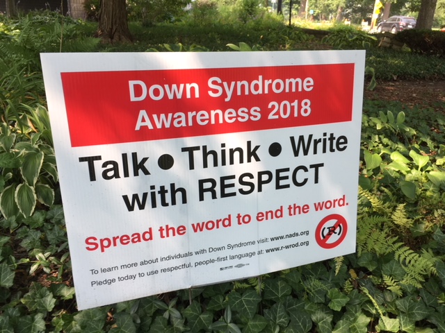 2018 Down Syndrome Awareness Month sign
